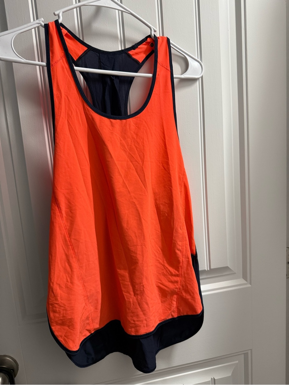 lululemon athletica Orange Tank with navy blue Trim
